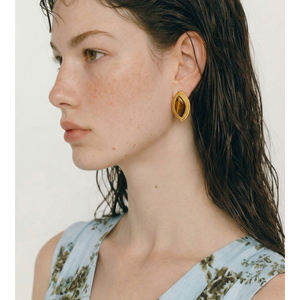 JINYOU 570 Pendientes de Acero Inoxidable Premium con Textura Trenzada, Joyería Geométrica con Piedra de Tigre, para Venta al por Mayor - Product Image 5