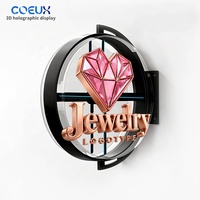 Enseigne de magasin suspendue en aluminium résistante à l'eau, éclairée par des éclairages extérieurs personnalisés, avec logo durable, boîte à lumière ovale holographique 3D