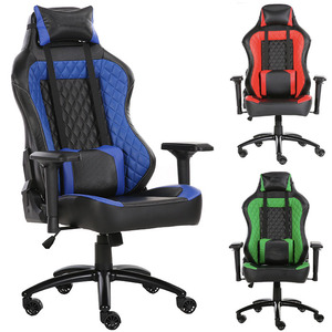 Fauteuil de bureau en cuir bleu, fauteuil de massage, fauteuil de jeu vidéo, fauteuil de course, disponible en ligne - Product Image 1