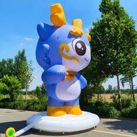 Mascotte gonflable géante bleue de dessin animé personnalisée avec base pour la décoration d'événements du Nouvel An chinois