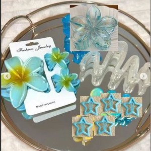 Pinzas de Pelo con Flor de Plumeria para Mujer, Accesorios para el Cabello Estilo Vacaciones en la Playa, Pinza de Tiburón Elegante para Peinados Recogidos - Product Image 3