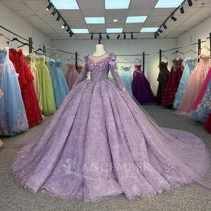 Lilas Brillant Princesse Quinceanera Robes Sequin Applique Fleur Perles Doux 16 Robe Robe De Bal Vestidos <span class=keywords><strong>15</strong></span> De Dy6839-1 - Product Image 2