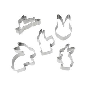 Lot de 5 emporte-pièces Bunny assortis Outils à biscuits en plastique personnalisés avec logo en relief, y compris des formes carrées en forme de cœur de fleur - Product Image 1