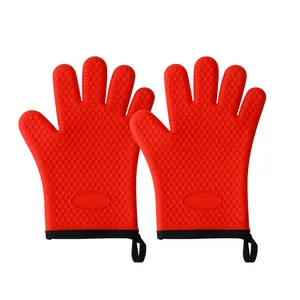 Factory Direct Sales Cheap Silicone Gloves Heat Resistant Double Oven Mitts Printed Heat Resistance Silicone Gloves 800 1472f