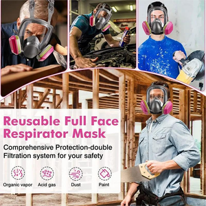 Full-<b>face</b> Respirator CE Certified, Compatible with Particulate Filters, for protection During Painting, Welding, and Polishing - Product Image 6