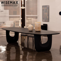 WISEMAX MÖBEL Nordic Design Küchentisch Stabil Massiv Eichenholz Modern Schwarz Oval Home Esstisch Set 8 Sitzer für Villa