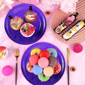 Assiettes en papier jetables écologiques LR, violettes, 9 pouces, pour desserts et gâteaux, pour fêtes, dîners, vacances, pique-niques - Product Image 4