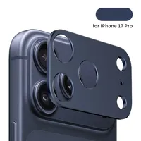 Pour iPhone 17 Pro : Cadre métallique anti-rayures pour objectif, protection d'objectif creuse, film mince, autocollant noir, orange, argenté
