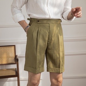 Pantaloncini <span class=keywords><strong>Bermuda</strong></span> da <span class=keywords><strong>Uomo</strong></span> in Lino 100% Traspirante, Leggeri, Lavati, con Chiusura a Cerniera, Stile Casual Italiano - Product Image 6