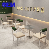 Conjunto de Mesa, Silla y Banco de Estilo Industrial para Cafetería, Asiento de Acero Inoxidable, Sofá Combinado para Hoteles, Muebles para Restaurantes