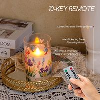 Bougies LED sans flamme en verre, télécommandées, motif colibri floral, à piles, pour Noël, mariage, maison, fête, écologiques