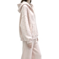 Ensemble de vêtements pour femmes de haute qualité et tendance, 2 pièces, haut à capuche à pois roses décontracté avec pantalon, collection automne