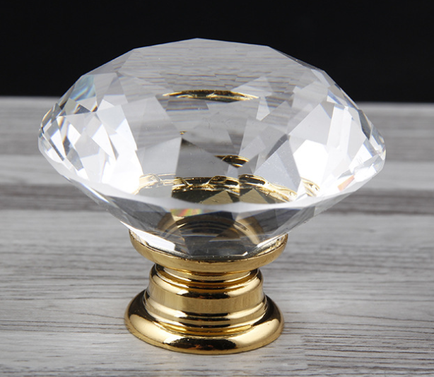 30mm crystal handle Hardware furniture diamond clear crystal glass pull handle drawer cabinet door knobs