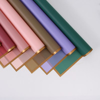 Film de gelée bord doré papier mat translucide papier d'emballage de fleurs imperméable fleuriste bouquets de fleurs rose matériel d'emballage