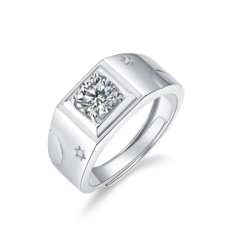 StarGems® Anillo Chapado En Platino De Plata 925 De Moissanita De Cuatro Puntas Con Corte Princesa RX007, Gema, Moissanita