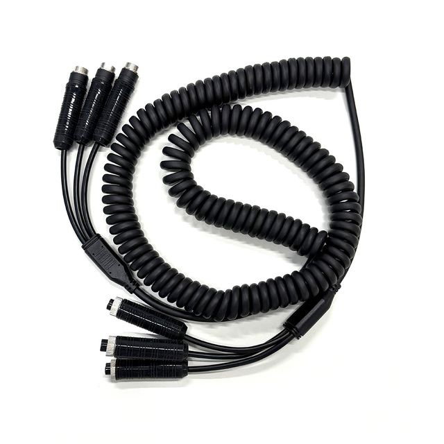 Trailer Retractable Cable 4-Pin Aviation Plug 8M Heavy Duty TPU Sheath Coiled Wire for Semi-Trailer Monitoring System