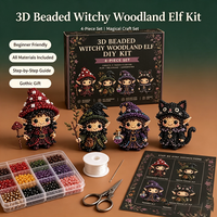 Kit DIY Elfe 3D Perlé Effrayant et Adorable, 4 Pièces, Ensemble de Fabrication de Mini Poupées Perlées d'Halloween, Kit d'Artisanat Fait Main pour Débutants, Cadeau