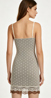 Robe mini moulante sexy à col en V sans manches, style Y2K vintage, à pois, avec dentelle, bretelles spaghetti, pour la nuit, vente en gros sur mesure