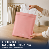 Sacs d'emballage pour vêtements personnalisés, rose mat, auto-adhésifs, refermables, avec fermeture éclair, pour vêtements féminins, imprimés en gravure, recyclables