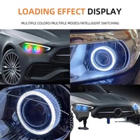 Lemombo App Control 2.5/3 Inch Crystal Angel Eye Halo Rings RGB DRL Car Projector Lens Shroud Mask Covers 3030 LED Chip DC12-24V