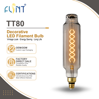 Ampoule à filament LED TT80 7W E26 E27 en verre fumé, lumière chaude 2200K 400LM, lampe rétro pour café, hôtel, restaurant, CE UL FCC, directement de l'usine