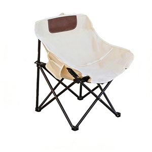 Silla Ergonómica Ancha <span class=keywords><strong>Beige</strong></span> Tipo Luna, Plegable y Portátil para Camping, con Soporte Lumbar, Bolsillo Lateral de Malla, Mueble Ecológico para Exteriores - Product Image 1