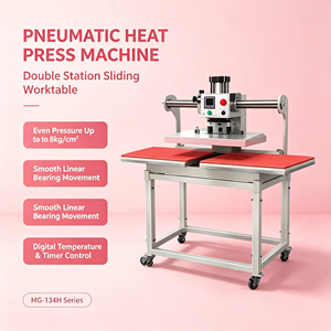 Presse à chaud pneumatique à double station coulissante avec roulement linéaire pour la sublimation et l'impression textile sur T-shirts - Product Image 3