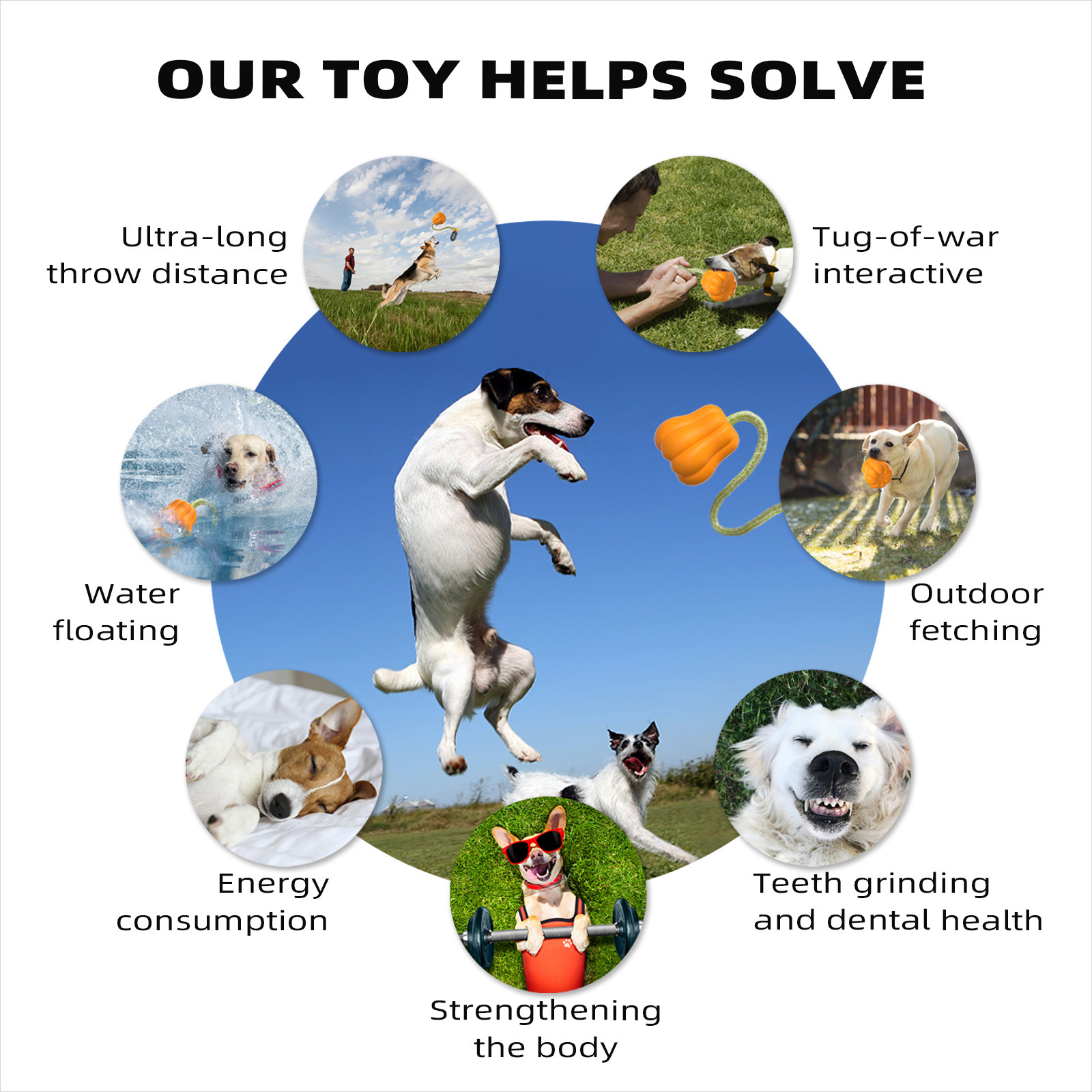 Interactive Tug-of-War Dog Chew Toy – Eco-Friendly Rubber & Suction Rope for Heavy Chewers - View 2