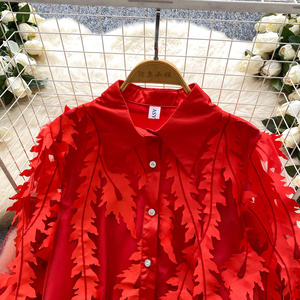 Camicette <span class=keywords><strong>Vintage</strong></span> a Maniche Lunghe in Rete per Donna, Camicie Tinta Unita, <span class=keywords><strong>Top</strong></span> Retrò, Abbigliamento Femminile all'Ingrosso - Product Image 5