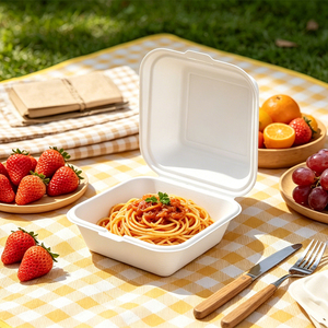 Disposable Laminated Sponge <b>Folders</b> Biodegradable Compostable Sugarcane Bagasse Food Containers Takeaway Fast Food Packaging - Product Image 3
