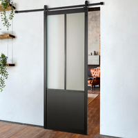 Porte de grange coulissante en aluminium et MDF au design moderne pour porte intérieure de maison moderne avec sablage