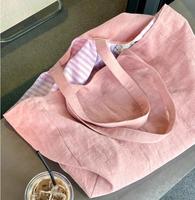 OEM & ODM Sac écologique en lin uni de qualité supérieure Sac fourre-tout à bandoulière de plage en lin naturel doux