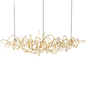 Lustre en métal torsadé de luxe, luminaire suspendu linéaire design, lampe suspendue LED personnalisée pour salle à manger, bar, salle d'exposition, villa - Product Image 5