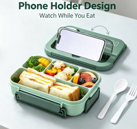 Boîte à lunch portable pour enfants, étudiants, bureau, rentrée scolaire, boîte bento avec fourchette et cuillère, récipient de stockage alimentaire pour micro-ondes