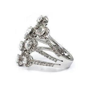 2022, joyería fina de 14K más vendida, joyería para mujer, oro blanco de 18K, Joyería de diamantes de alta calidad, anillo de racimo de corte rosa para dama - Product Image 2