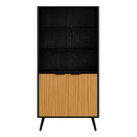 Usine directe milieu du siècle en bois massif jambe ordinateur bureau noir table d'écriture avec deux tiroirs spéciaux