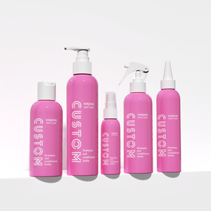 Custom New Design Shampoo and Conditioner Set Pink Blue Hair Care PET Plastic Packaging Bottle for Shower Gel Hair Body Care Kit