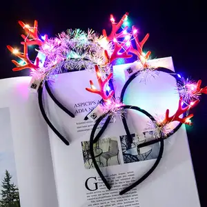 LED <strong>Christmas</strong> Antler Headbands Light up Reindeer Hairbands Jingle Bells Hairhoop Pine Cone Halloween <strong>Christmas</strong> Party <strong>Decorations</strong> - Product Image 1