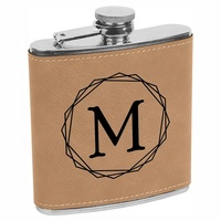 Nouvelle gourde à liqueur moderne de luxe en similicuir anti-fuite de 6 oz, cadeau de mariage vierge, personnalisable au laser