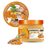 Exfoliante corporal de arbutina, azúcar refinado, sal de baño para piel de gallina, sal de baño, exfoliante de café y cúrcuma 650g