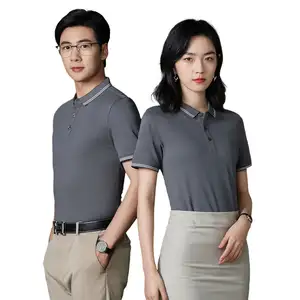 工厂定制新设计定制标志95% 棉5% 氨纶高尔夫商务制服工作服纯色马球衫