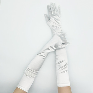 22 pulgadas 55cm longitud del codo Retro guantes de fiesta boda Cosplay guantes de satén elásticos para mujeres - Product Image 1