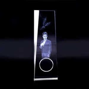 Crystal block glass blank cube paperweight with clock custom personalized 3D laser engraving human body model photo crystal