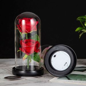 Adorno de Rosa en Cúpula de Cristal de Dos Piezas, Regalo Creativo para Navidad y San Valentín, Ramo de Flores Artificiales Eternas, Venta al por Mayor - Product Image 4
