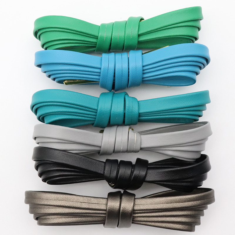 16-Color Leather Flat Shoe Laces 7mm Width 60-180cm Length Polyester Flat Fashion Sneaker Shoelaces