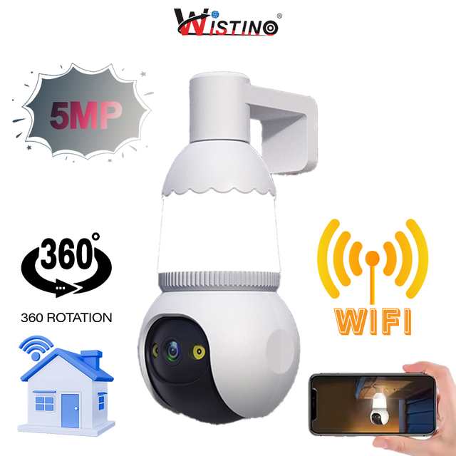 Wistino Tuya 4X Zoom Lightbulb Security Camera 5MP Ultra HD Motion Detection Two Way Voice Light Bulb Security Camera