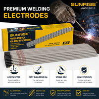 Électrodes de soudage en acier au carbone SUNRISE AWS E6013 2,5 mm 3,2 mm 4,0 mm à faible éclaboussure, baguettes de soudage en acier doux pour la construction générale