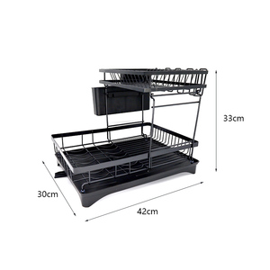 2-Tier Dish Drying Rack With <b>Drainer</b> Board Large Capacity Kitchen Cutlery Storage Organizer with Utensil Holder - Product Image 3
