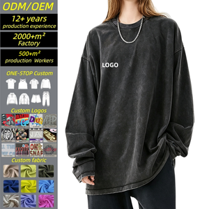 เสื้อยืดคอกลมแขนยาวทรงโอเวอร์ไซส์ผ้าฝ้ายซักนุ่มสำหรับผู้ชาย สีพื้นเรียบง่าย สไตล์ลำลอง ไหล่ตก ผ้าเจอร์ซีย์ รุ่น TKAN9159 - Product Image 1