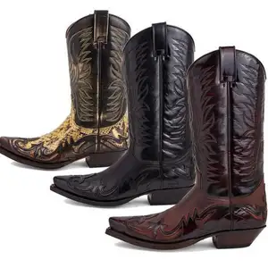 PDEP stivali da cowboy di fascia alta di nuovo design in pelle PU per la stampa di stivali western da uomo con dicoreazione